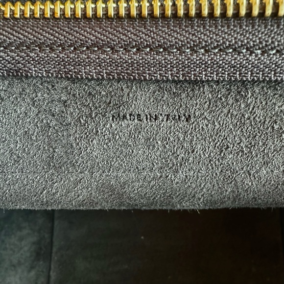 CELINE NANO BELT BAG Grained Calfskin Gray Antique Gold-Tone Metal Crossbody Bag - Picture 14 of 16